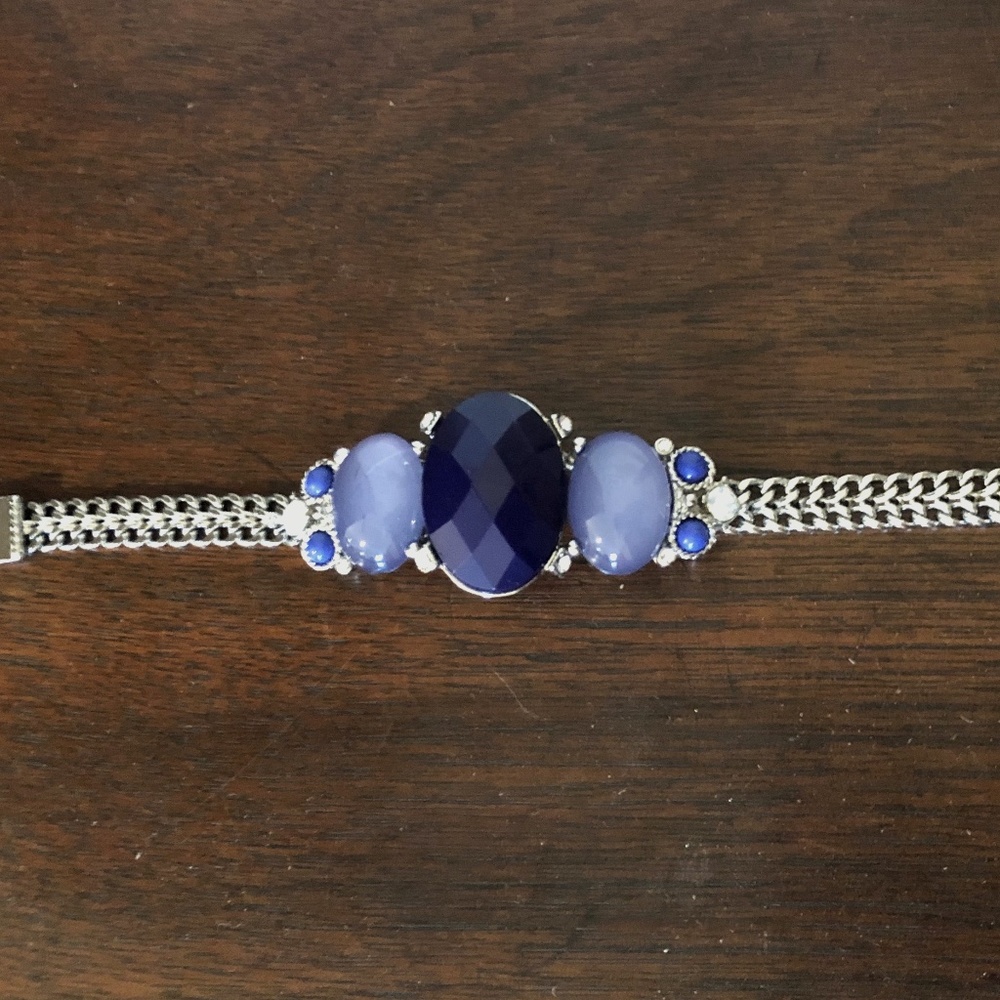 WHBM purple and blue jeweled silver bracelet